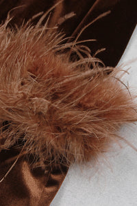 Feather-Trim Strapless Bustier Midi Dress