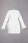 Feather Trim Blazer Dress
