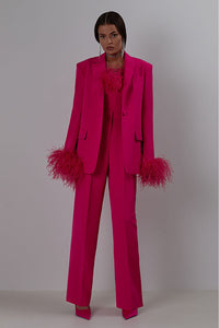 Feather Trim Blazer Suits
