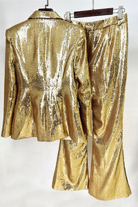 Fitted Sequin Blazer Trouser Set