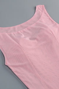 Floral-applique Mesh Mini Dress