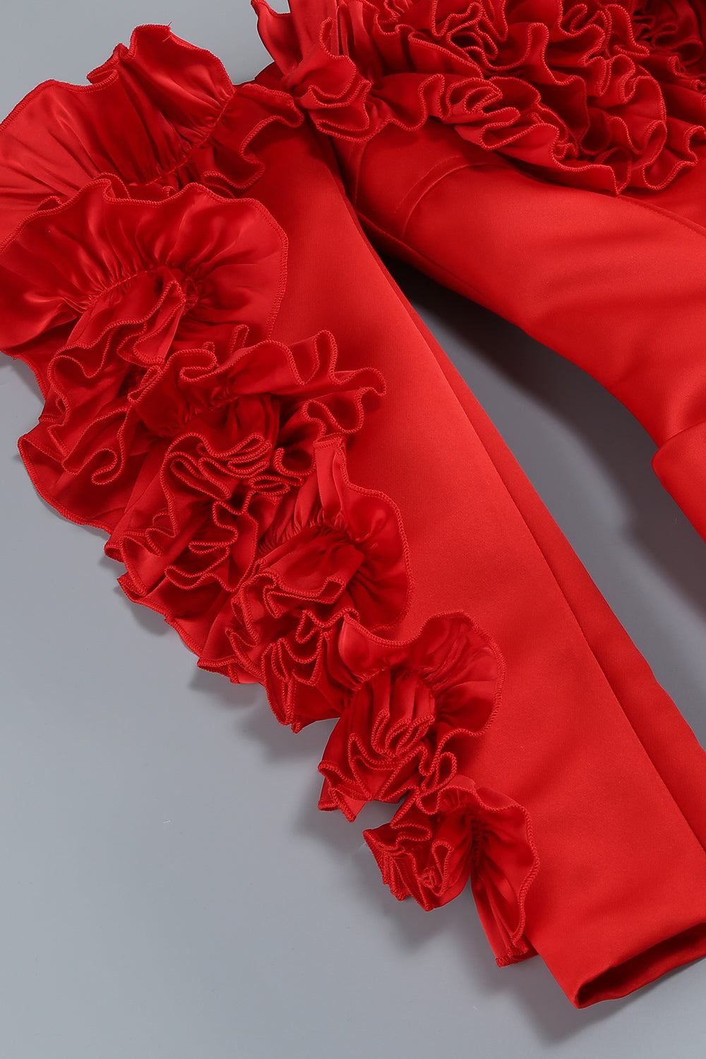 Floral-applique Off The Shoulder Dress in Red