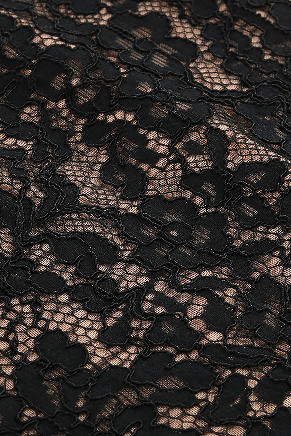 Floral-embroidered Cutout Lace Mini Dress in Black