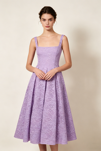 Floral Burnout Bridesmaid Dress in Lavender