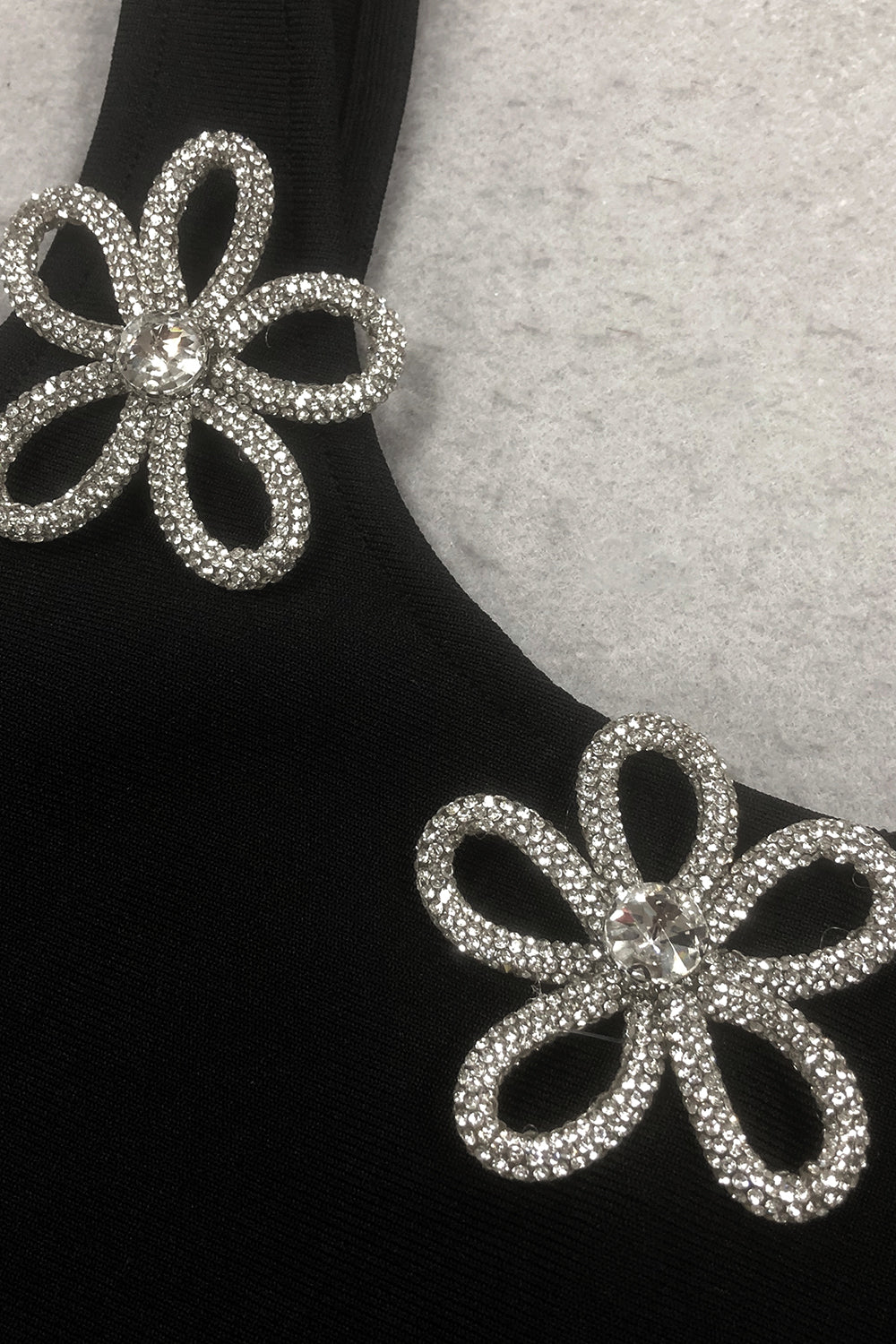 Floral Crystal Applique Body-Con Gown