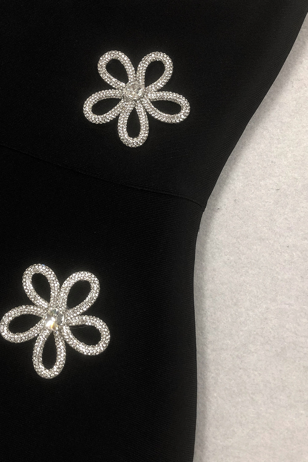 Floral Crystal Applique Body-Con Gown