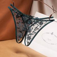 Floral Embroidery Hollow Transparent Thong