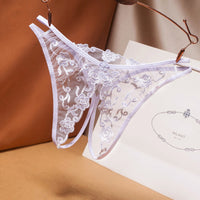 Floral Embroidery Hollow Transparent Thong