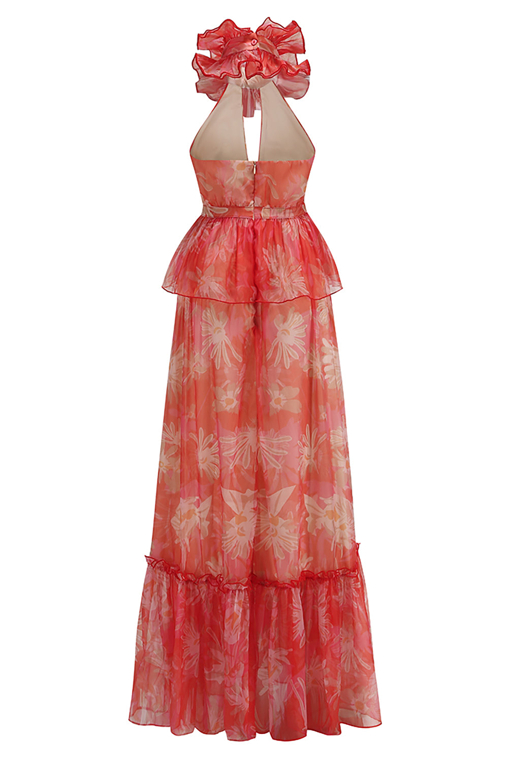 Floral Printed Cut Out A-Line Maxi Dress