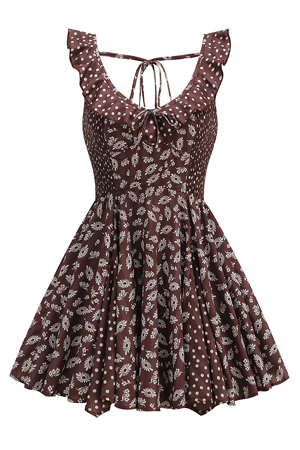 Floral Scoop Neck Ruffle Mini Dress