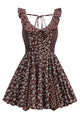 Floral Scoop Neck Ruffle Mini Dress