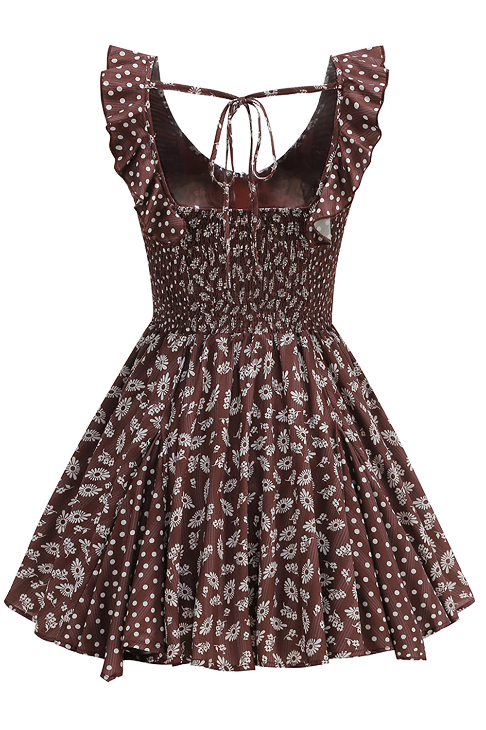 Floral Scoop Neck Ruffle Mini Dress