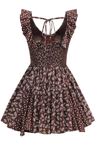 Floral Scoop Neck Ruffle Mini Dress