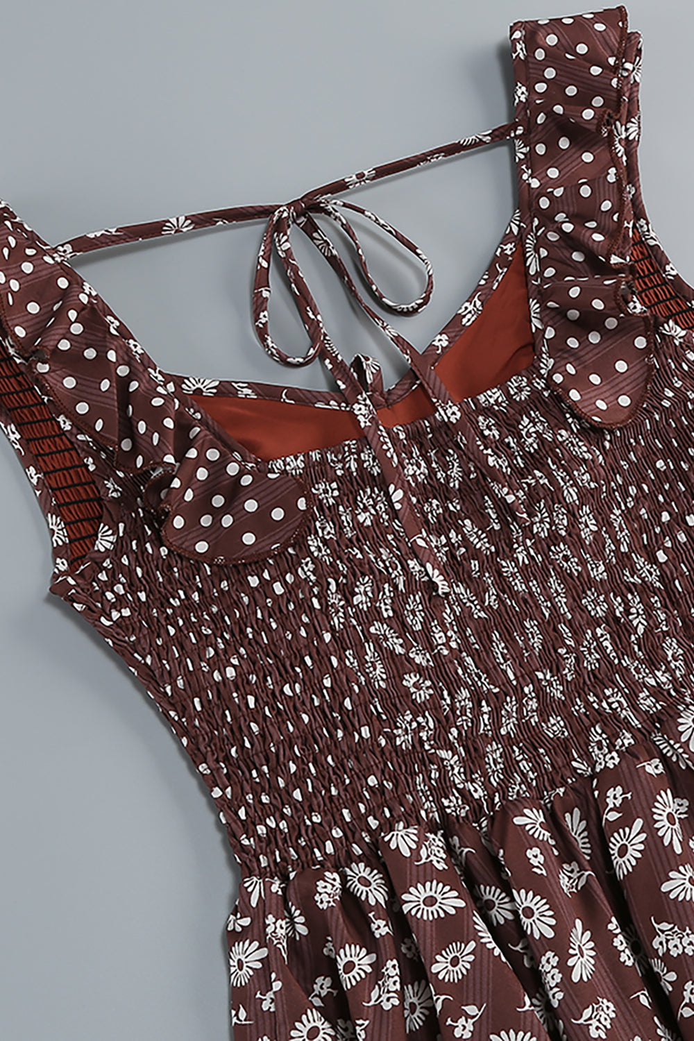 Floral Scoop Neck Ruffle Mini Dress