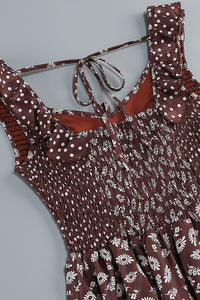 Floral Scoop Neck Ruffle Mini Dress