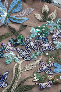 Floral Sequin-Embellished Ruffled Dress