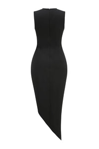 Floral Crystal Applique High-Slit Dress