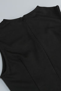 Floral Crystal Applique High-Slit Dress