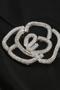 Floral Crystal Applique High-Slit Dress