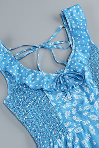 Floral Scoop Neck Ruffle Mini Dress