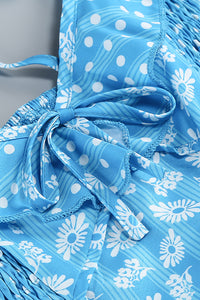 Floral Scoop Neck Ruffle Mini Dress