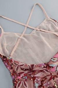 Floral Sequin-Embellished Ruffled Dress