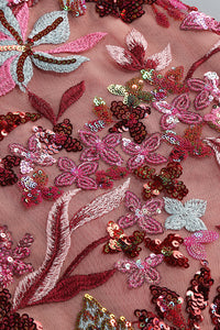 Floral Sequin-Embellished Ruffled Dress