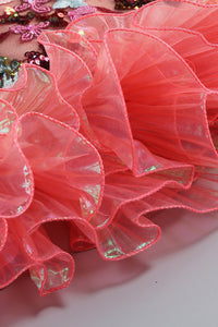 Floral Sequin-Embellished Ruffled Dress