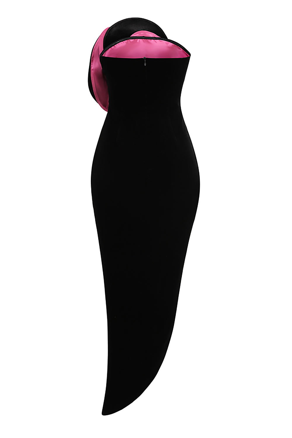 Flower-shaped Drapery Asymmetrical Velvet Maxi Dress