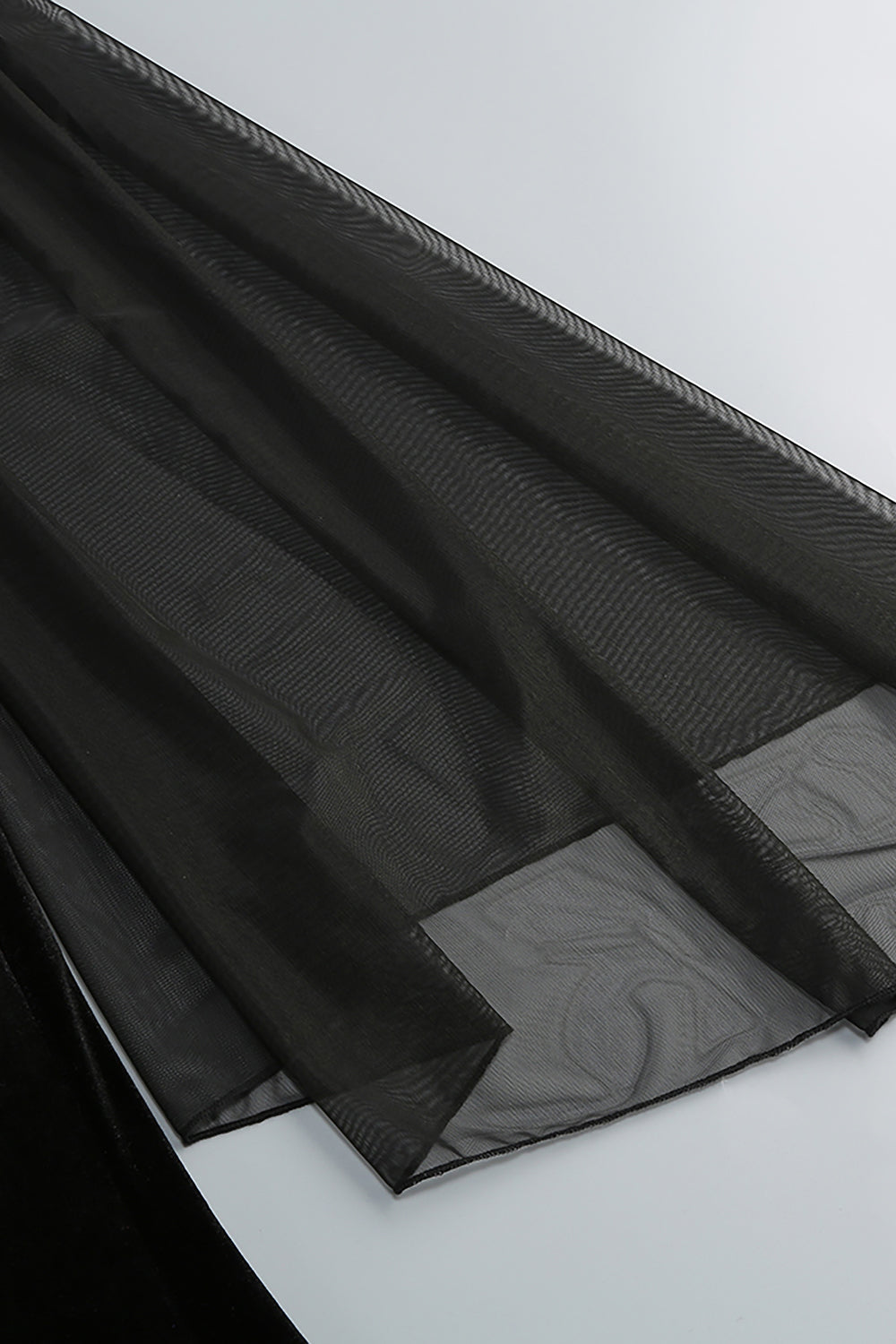 Flower Belt V-Neck Long Sleeved Gown In Black