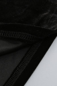 Flower Belt V-Neck Long Sleeved Gown In Black