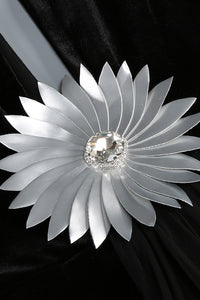 Flower Belt V-Neck Long Sleeved Gown In Black