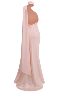 Flower Halter Draped Bridal Gown