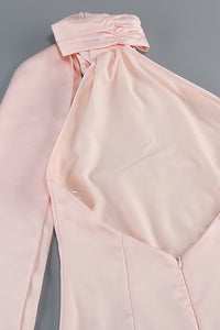 Flower Halter Draped Bridal Gown