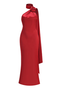 Flower Halter Draped Bridal Gown