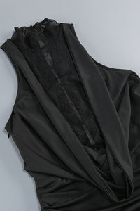 Flower Plunge Cowl-Neck Maxi Dress