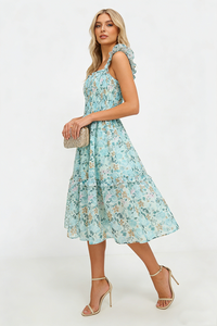 Flutter Sleeve Midi Dress