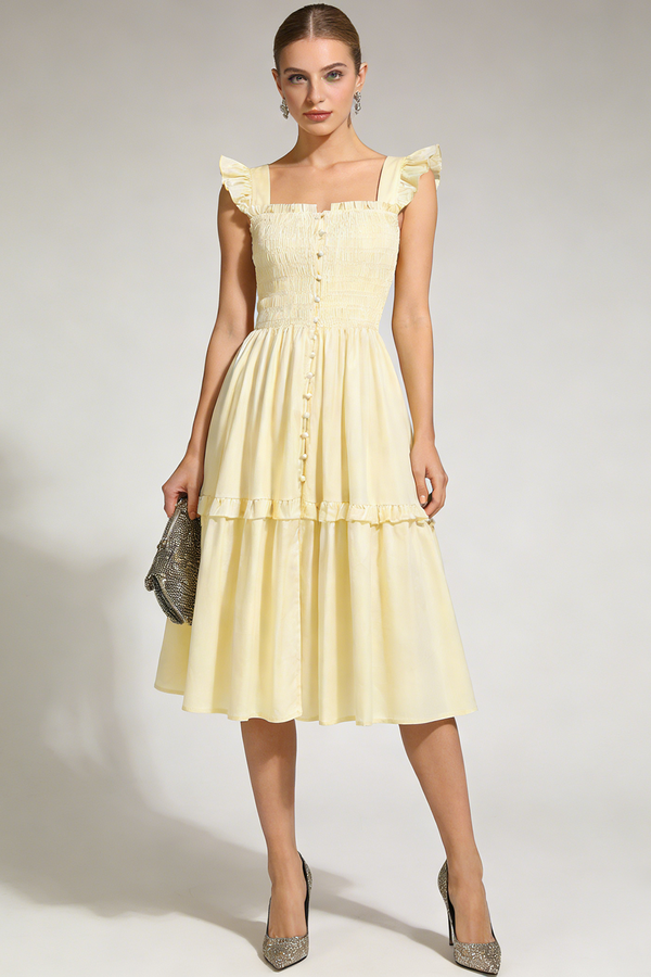 Flutter Sleeve Midi Dress