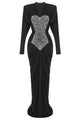 Gathered Crystal Bodycon Contour Gown