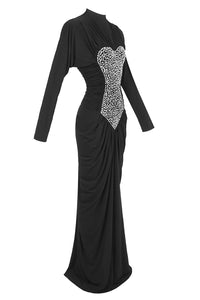 Gathered Crystal Bodycon Contour Gown