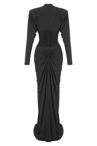 Gathered Crystal Bodycon Contour Gown