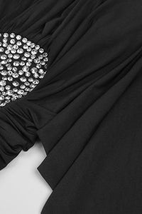 Gathered Crystal Bodycon Contour Gown