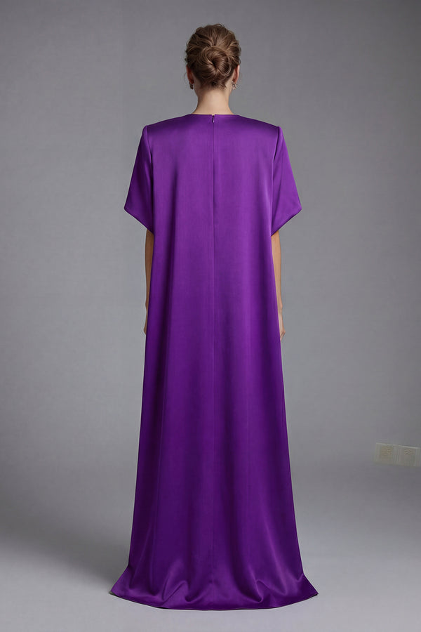 Ginko Caped Floral Maxi Dress in Purple