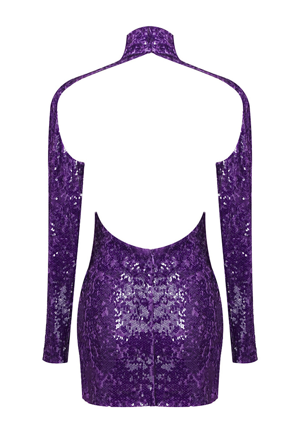 Grape Sequin Embellished Open Back Mini Dress CHICIDA Grape Sequin Embellished Open Back Mini Dress CHICIDA