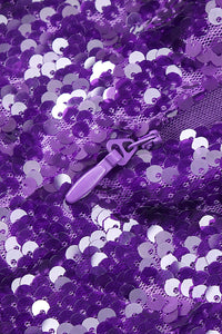 Grape Sequin Embellished Open Back Mini Dress