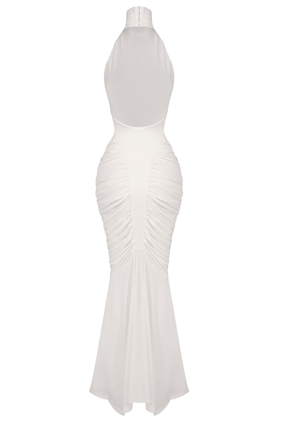 Halter Backless Gathered Dress in Ivory