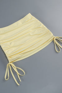 Halter Backless Ruched Dress in Yellow