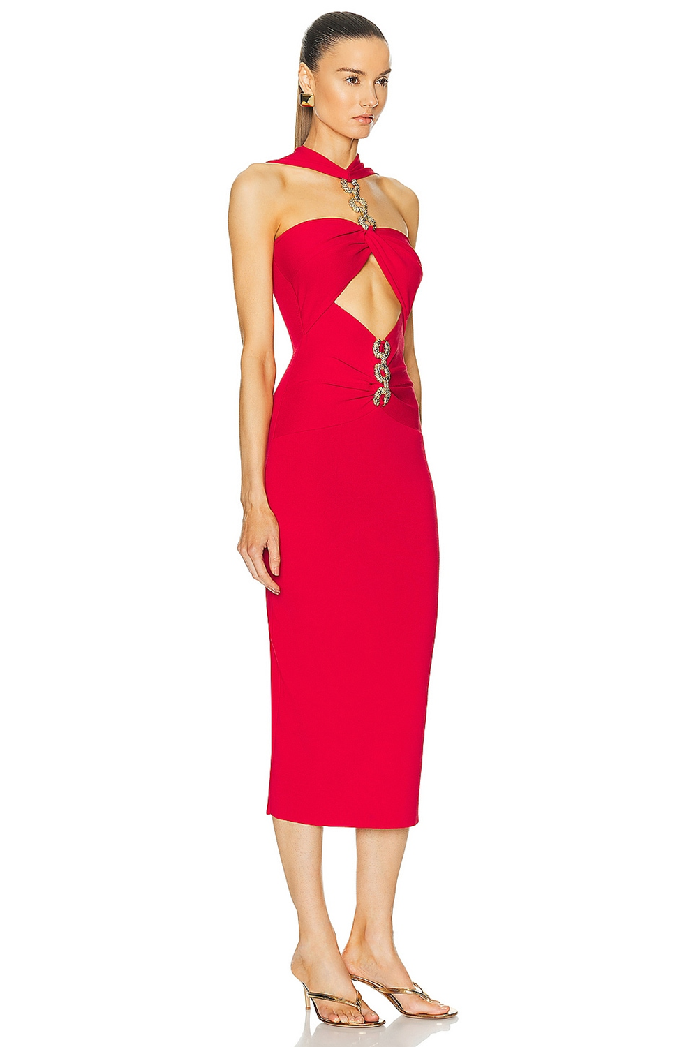 Halter Chain Cut Out Bandage Dress