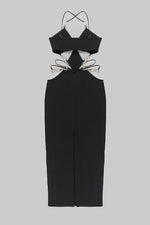 Halter Cross Backless Cutout Maxi Dress