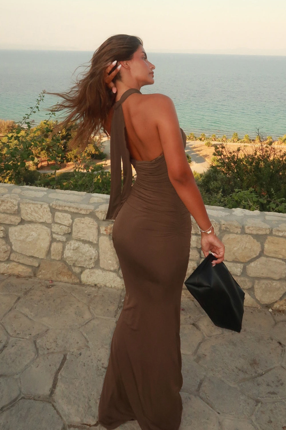 Halter Cross Neck Cut Out Gown